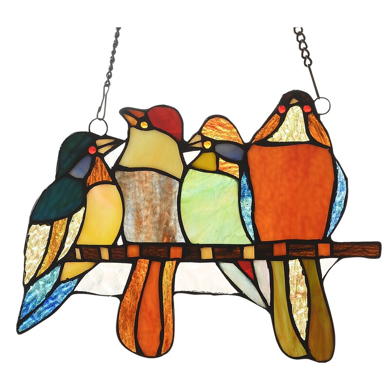 August Grove® Perched Birds Window Panel | Wayfair