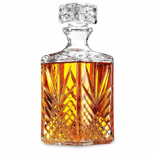 Water Paksh Capitol Glass Decanter with Airtight Geometric Stopper Bourbon Liquor 23.75 oz Whiskey Decanter for Wine Italian Glass Juice Brandy Mouthwash
