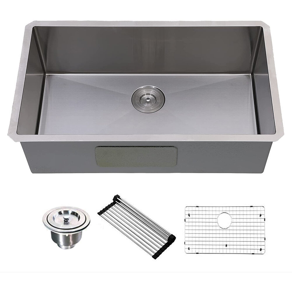 VAPSINT 19'' W Single Bowl Stainless Steel Undermount Kitchen Sink 0 ...