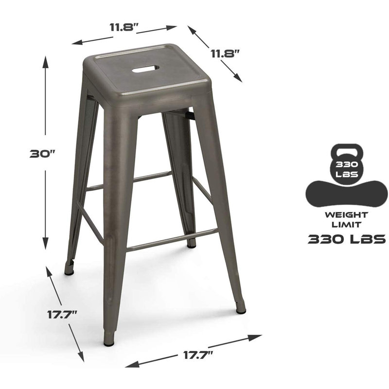 Williston Forge Bar Stools Set Of 4 30 Inches Metal Bar Stool Chair Stackable Counter Height Barstools Farmhouse