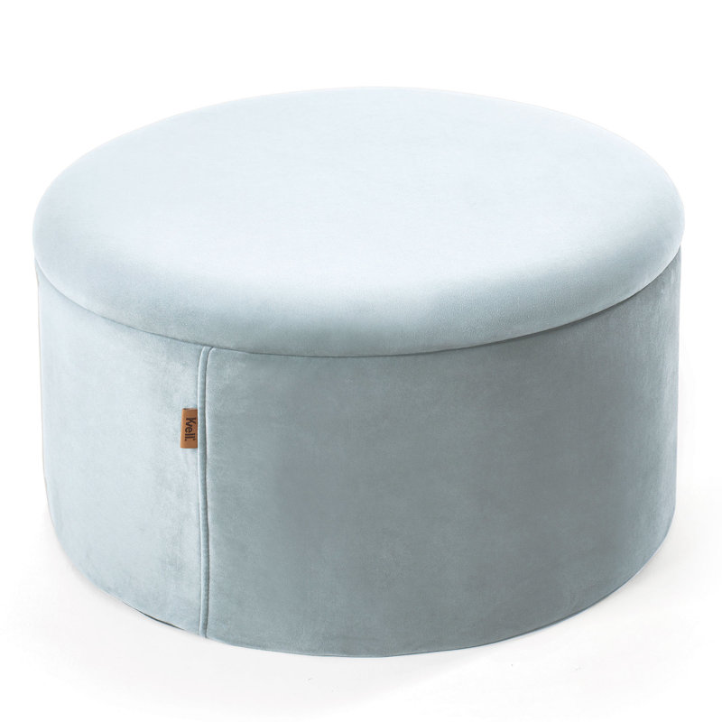Blue Large Oval Footstool Velvet Storage Ottoman Stool Padded Seat Chair Bench