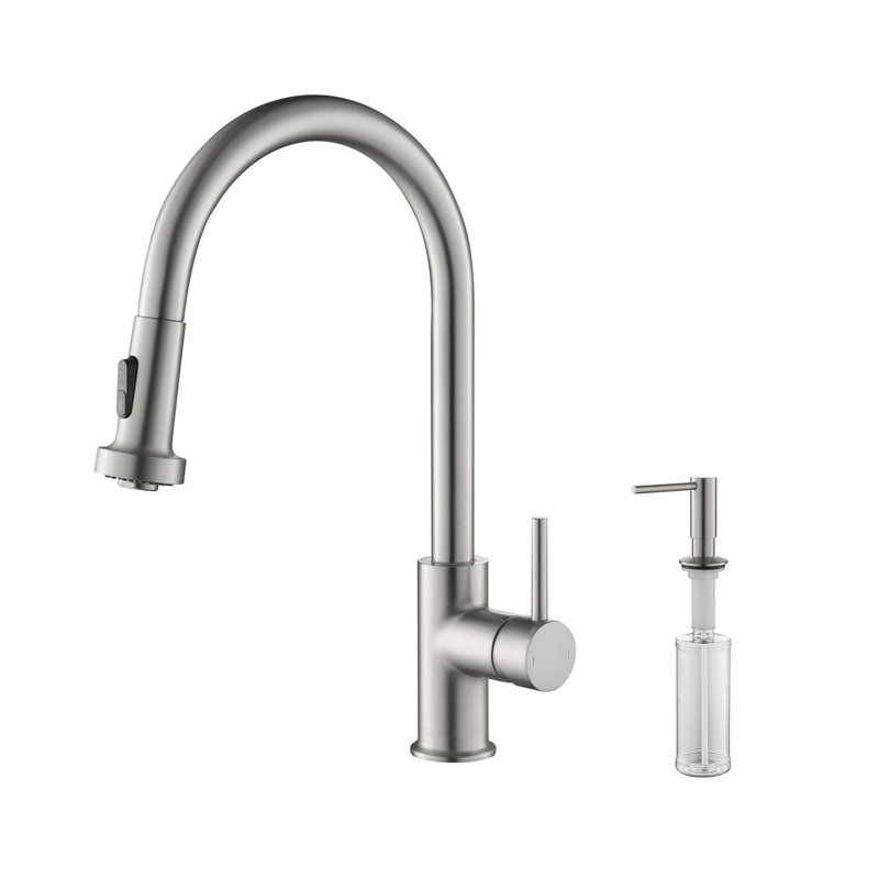 Kibi Usa Casa Pull Down Single Handle Kitchen Faucet With Soap Dispenser Reviews Wayfair