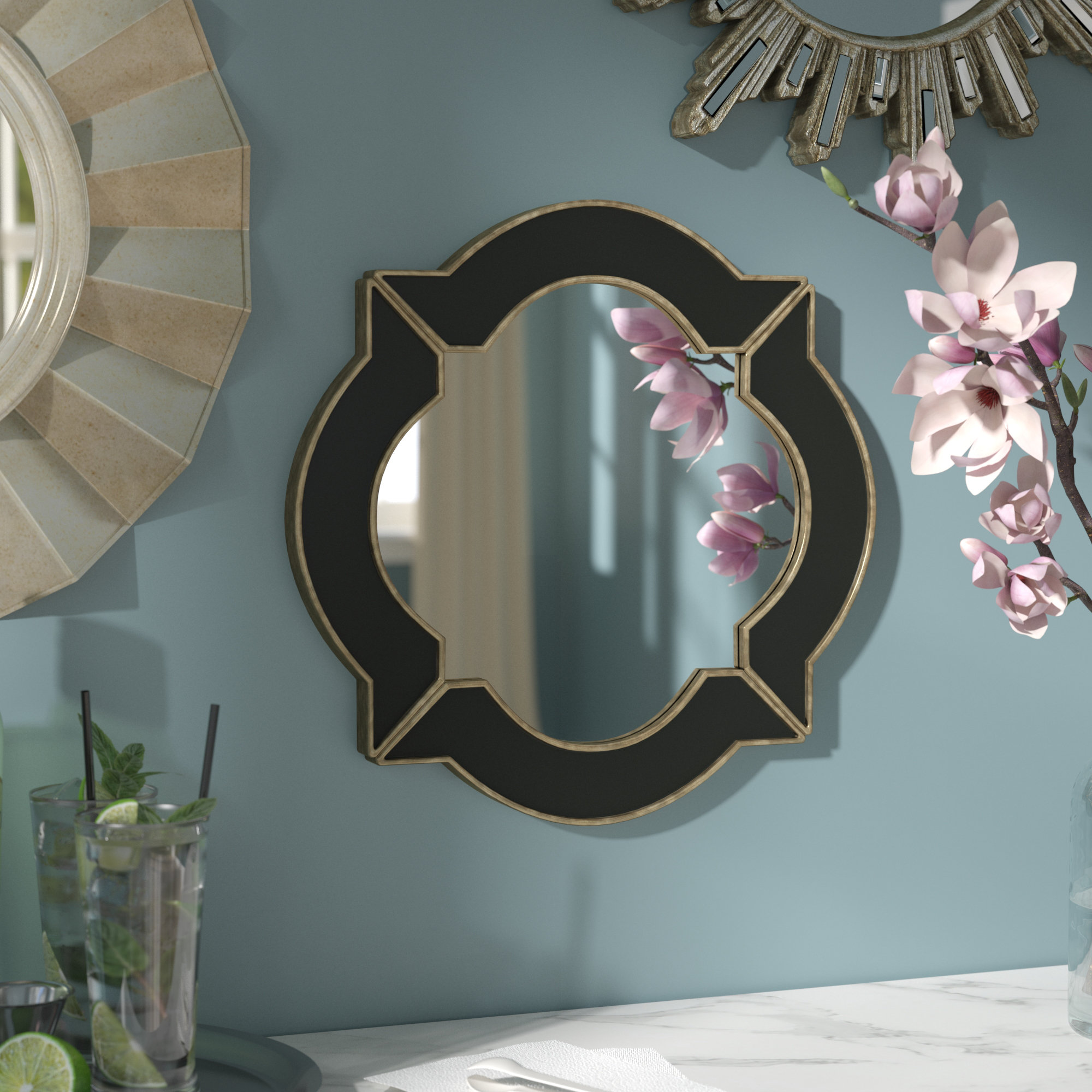 Willa Arlo Interiors Black Gold Resin Wall Mirror Reviews Wayfair