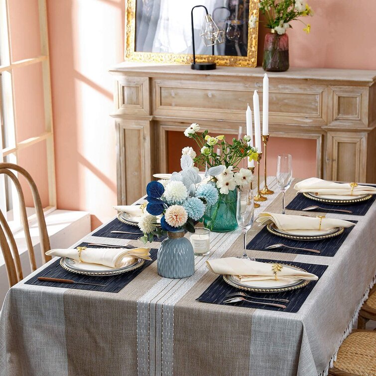 Placemats Set of 6 Woven Dining Table Mat PVC Washable Heat Resistant Decor Blue 
