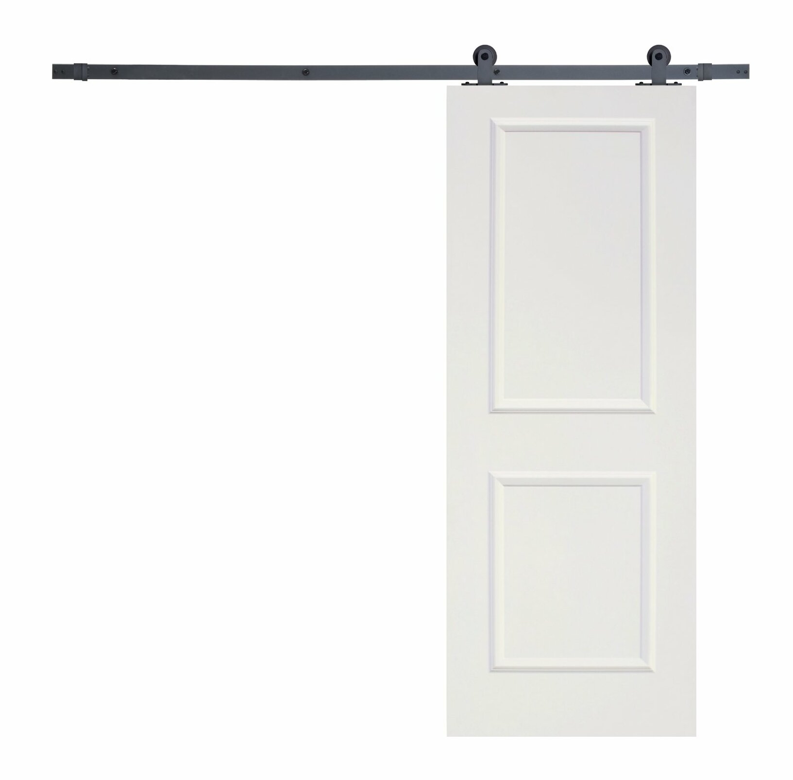 Calhome Paneled Manufactured Wood Primed Top Mount Barn Door with ...