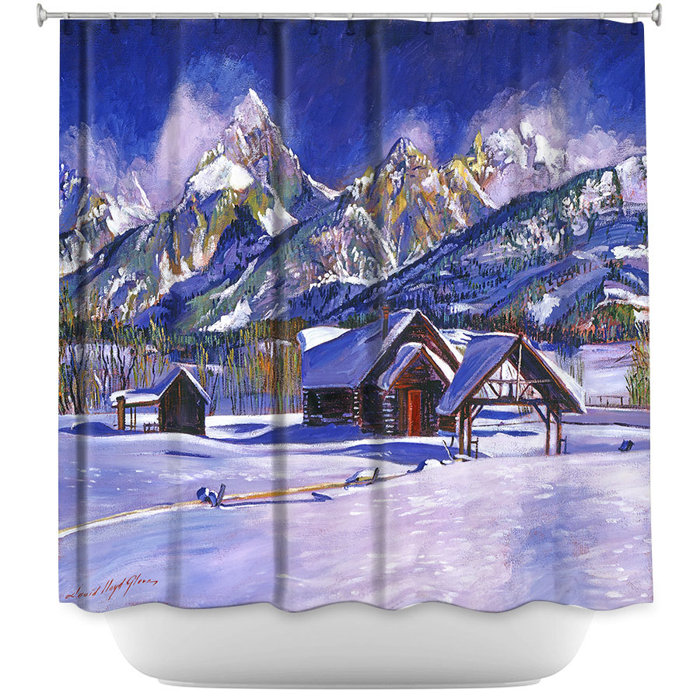 East Urban Home Snowy Log Cabin Single Shower Curtain Wayfair