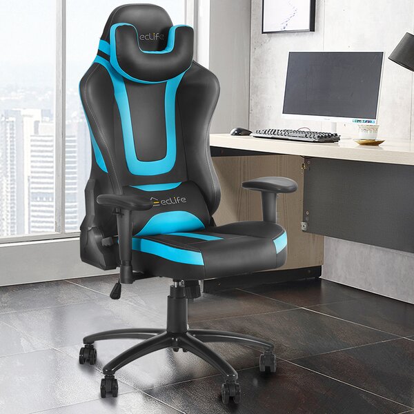 Gaming Chair Racing Ergonomic Recliner Office Computer Desk Swivel Seat Blue US 