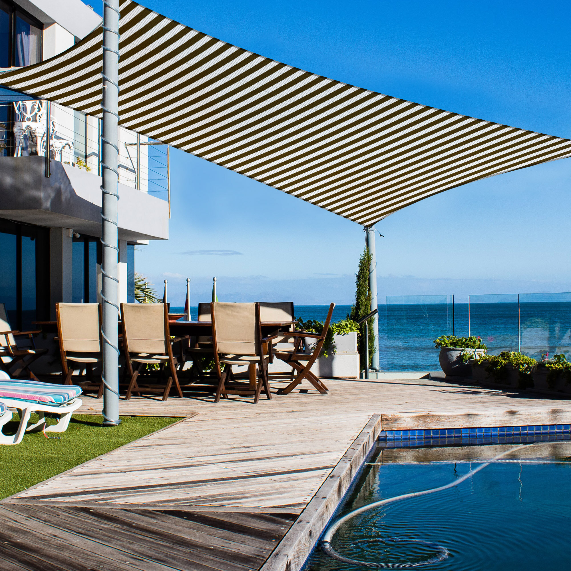 Sun Shade Sail 20x16Ft UV Block Rectangle Canopy Outdoor Patio Pool Gray+White 
