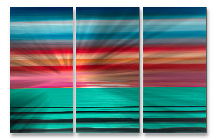 'Sea The Magenta' by Jerry Clovis 3 Piece Graphic Art Plaque Set
