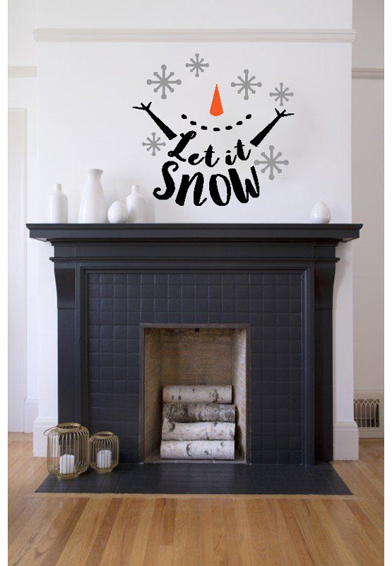 The Holiday Aisle Minchinhampton Let It Snow Snowman Vinyl Words Wall Decal Wayfair