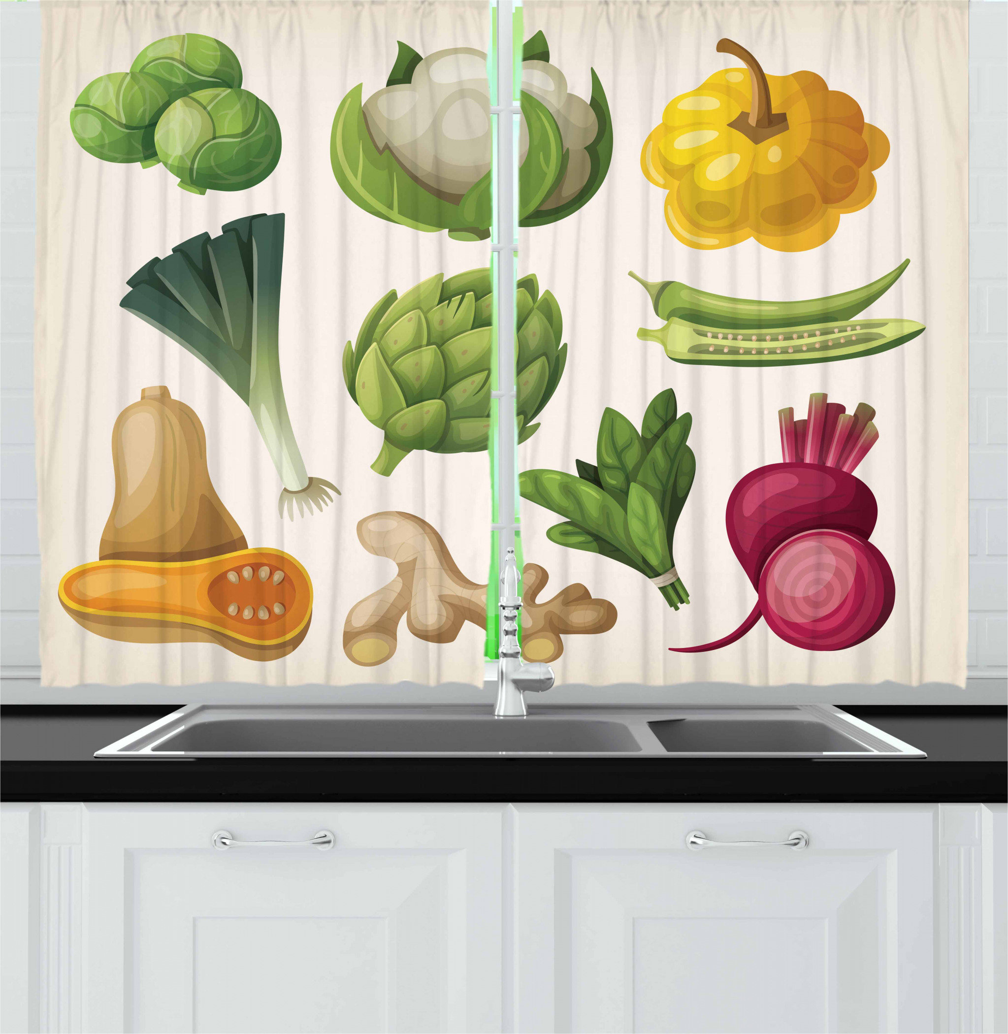 East Urban Home Vegetable 2 Piece Kitchen Curtain Set Wayfair