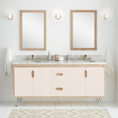 Millie 73 Double Bathroom Vanity Set Signature Hardware Base Finish BlushWhitewash