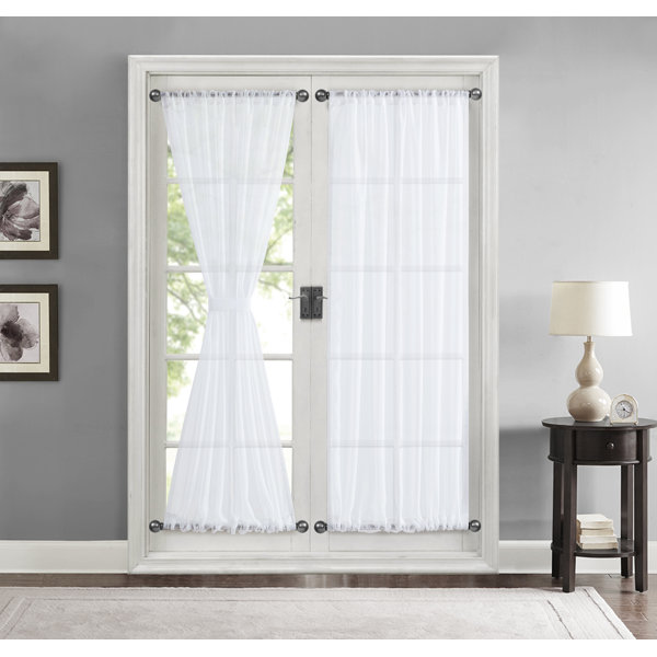 Rosalind Wheeler Giovanni Voile Solid Color Sheer Rod Pocket French Door Curtain Reviews Wayfair