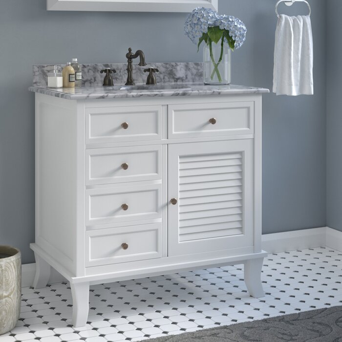 doris 34" single bathroom vanity set with marble counter top