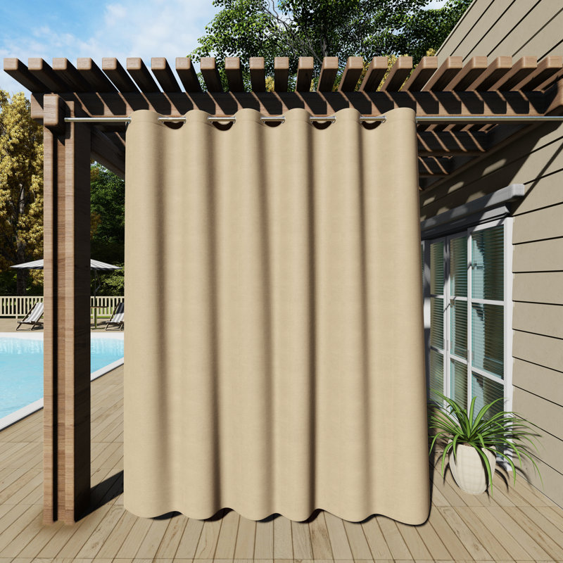 Dencie Solid Grommet Top Waterproof Outdoor Curtain Single Panel Size per Panel: 52" W x 84" L, Curtain Color: Beige