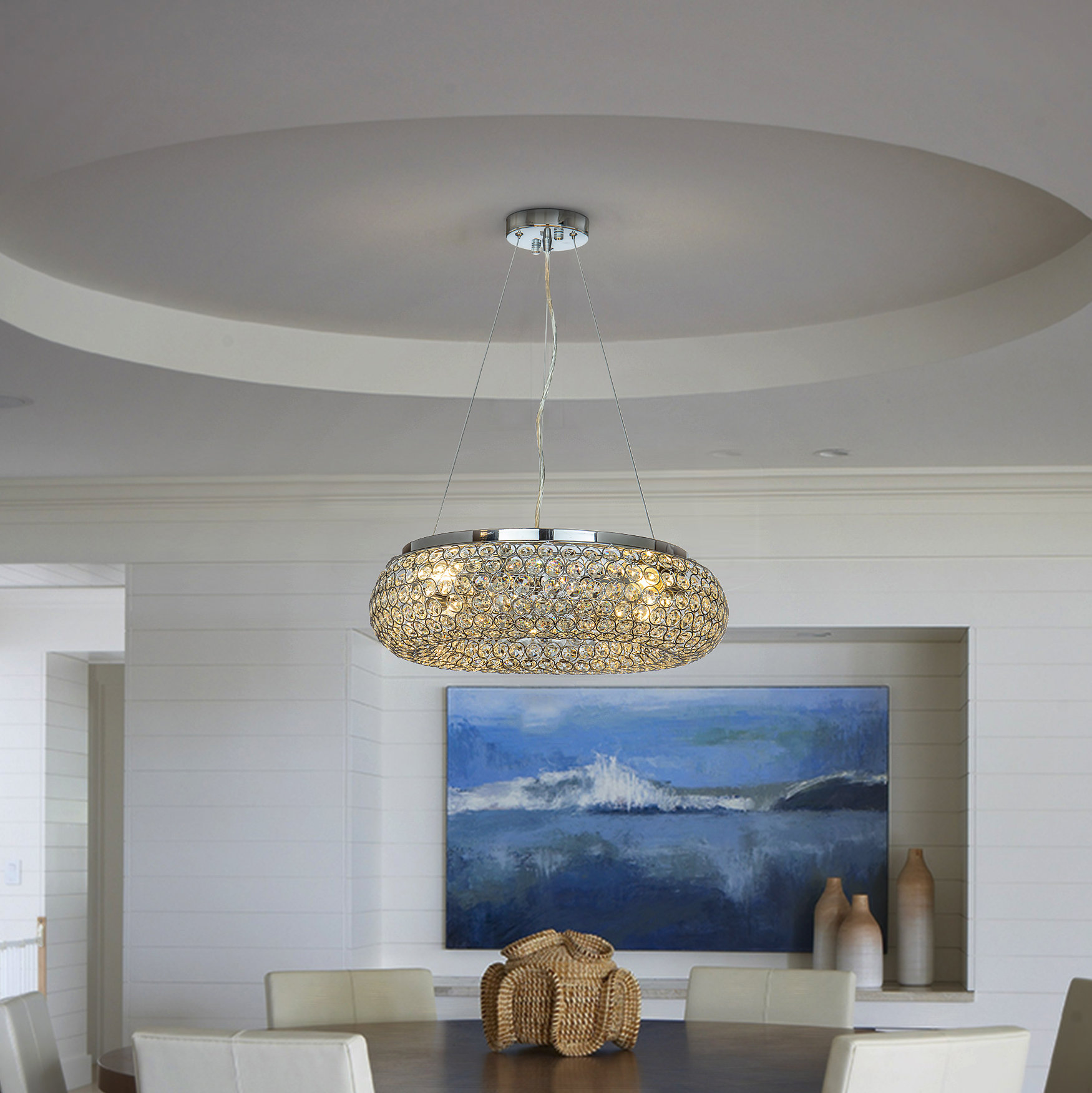 Rosdorf Park 4 Light 19 7 Chrome Unique Statement Doughnut Circular Ring Crystal Chandelier Wayfair Ca