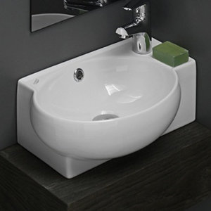 Mini Ceramic Oval Vessel Bathroom Sink with Overflow
