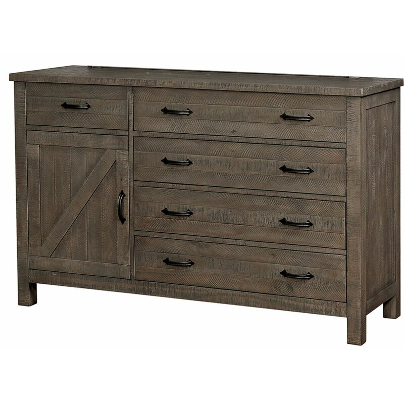 Gracie Oaks Alonso Wood And Metal 5 Drawer Combo Dresser Wayfair