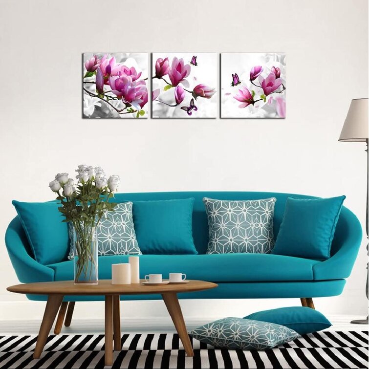 3 Pcs Unframed Canvas Print Paintings Flower Picture Home Bedroom Wall Art 