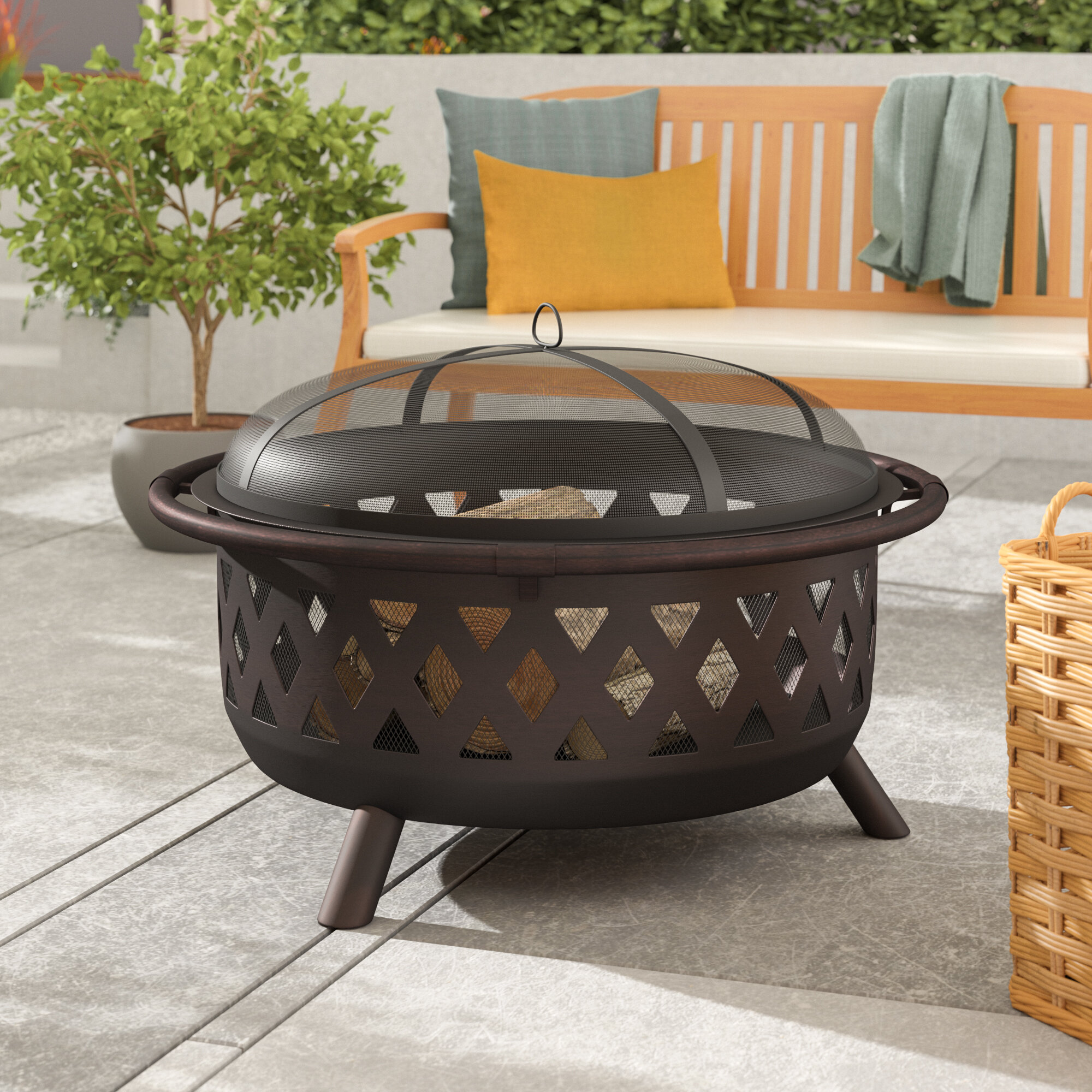 Sol 72 Outdoor Maui Steel Wood Burning Fire Pit Reviews Wayfair Ca