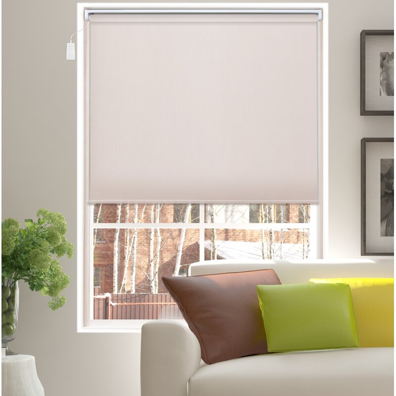 Latitude Run Motorized Room Darkening Roller Shade 