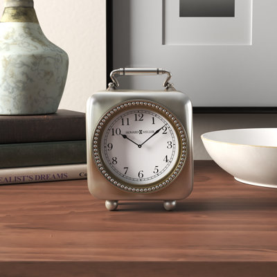 Kegan Analog Quartz Alarm Tabletop Clock in Antique Pewter