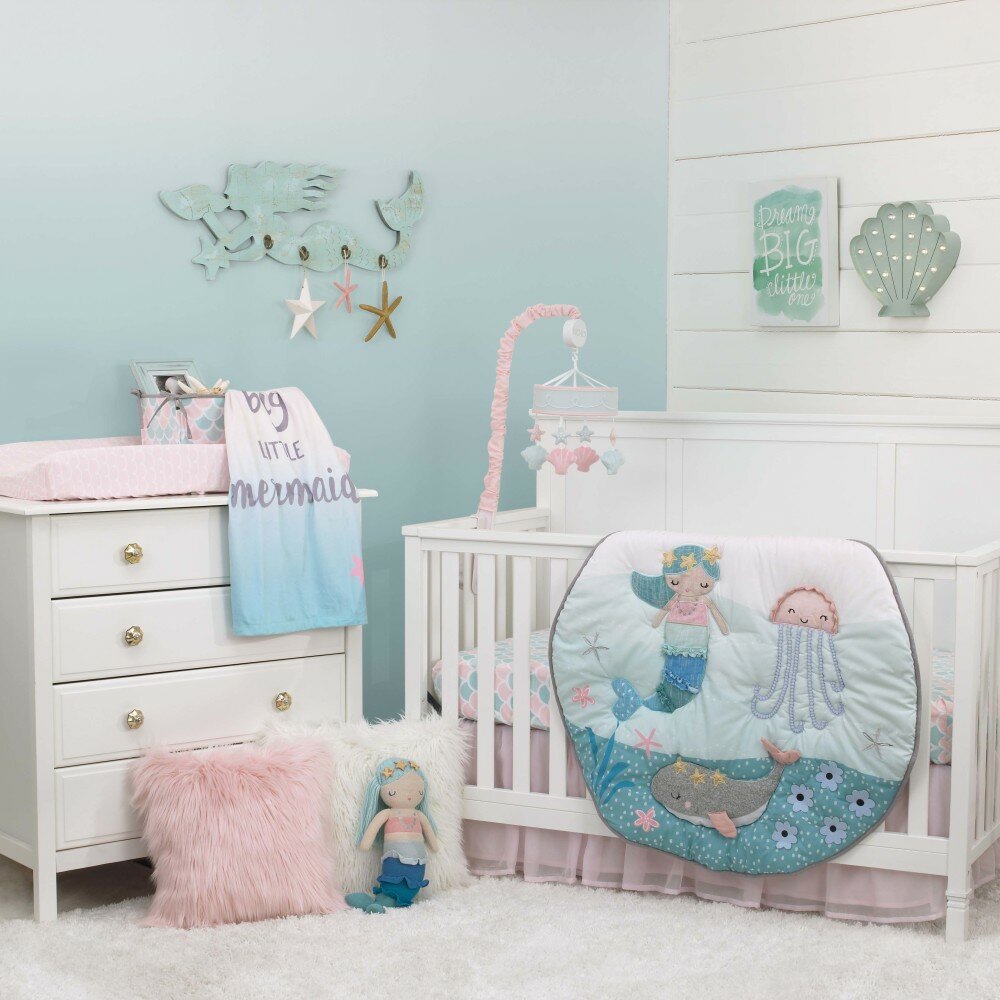 pink and teal crib bedding