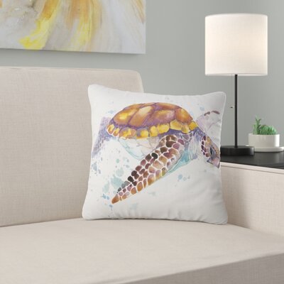 Animal Sea Turtle Watercolor Pillow East Urban Home Size: 16