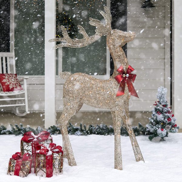 42" PRELIT LED LIGHTED SPARKLING SLEIGH OUTDOOR CHRISTMAS Yard Decoration 