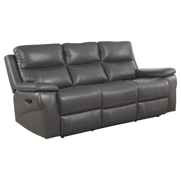 Red Barrel Studio Faulks 81 88 Wide Leather Match Pillow Top Arm Reclining Sofa Wayfair