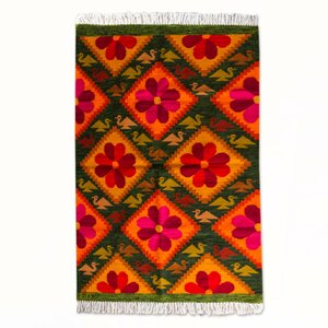 Hand Woven Red/Green Area Rug