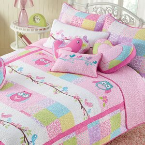 Bryce Pink Owl Quilt Set