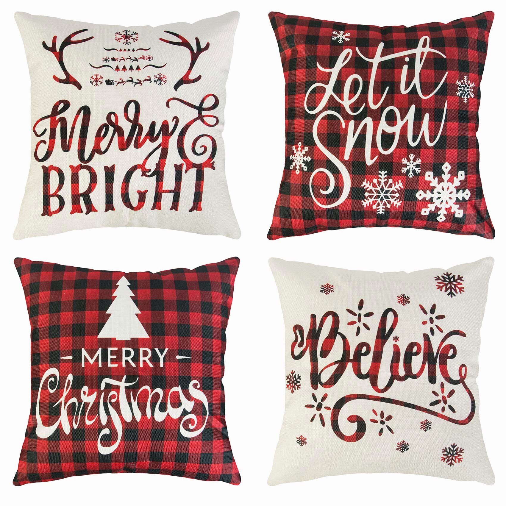 Toys & Hobbies Christmas Pillow Covers 18X18 Set of 4 Rustic Green ...