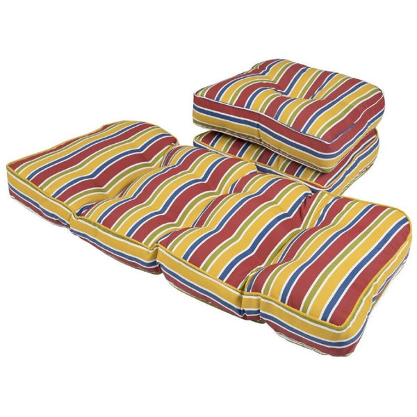 Charlton Home Stripe Gussett Outdoor 3 Piece Loveseat Sofa Seat Cushion Wayfair