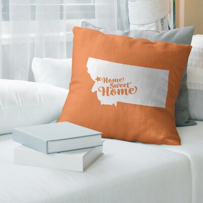 Home Sweet Billings Pillow (W/ Removable Insert) - Faux Linen East Urban Home Color: Orange, Size: 20