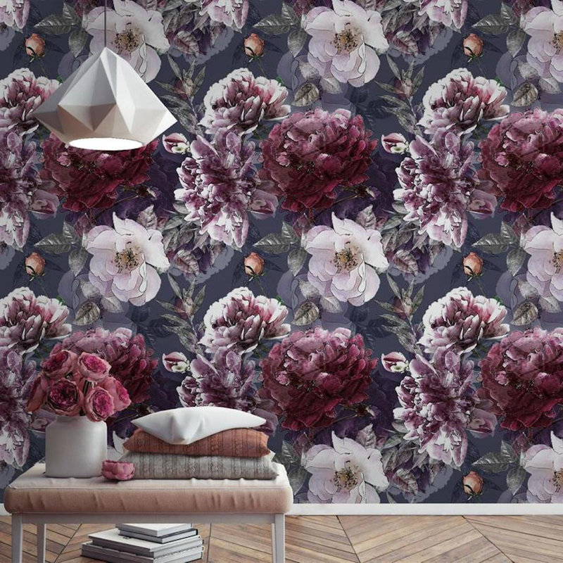 Gk Wall Design Peel And Stick Vintage Lilac Rose And Hydrangea Floral Removable Wallpaper Wayfair All purple background photos are available in jpg, ai, eps, psd and cdr format. wayfair