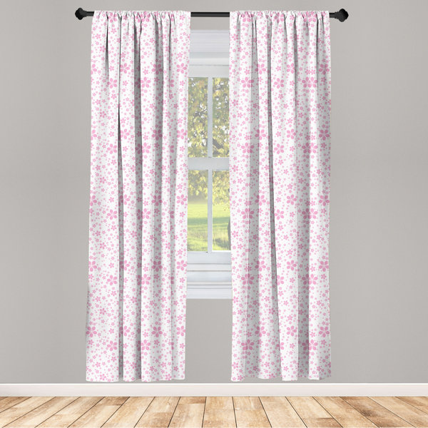 Japanese Curtains Romantic Sakura Blooms Window Drapes 2 Panel Set 108x90 Inches 