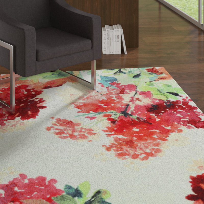 Latitude Run Thomason Watercolor Red Ivory Area Rug Reviews Wayfair