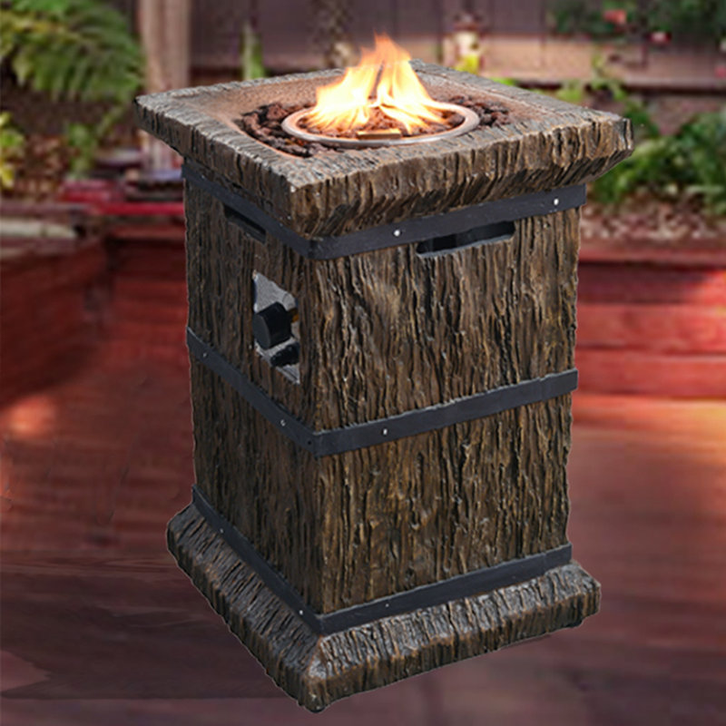 Peaktop Outdoor Wood Grain Propane Gas Fire Column Wayfair Outdoor Wood Grain Propane Gas Fire Column