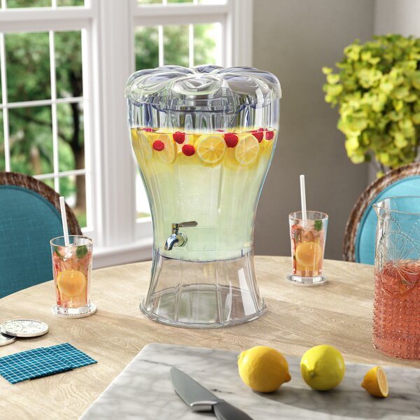 Silver Glass Pineapple Large Drink Beverage Dispenser with Easy Push Spigot 1.75 Gallons 