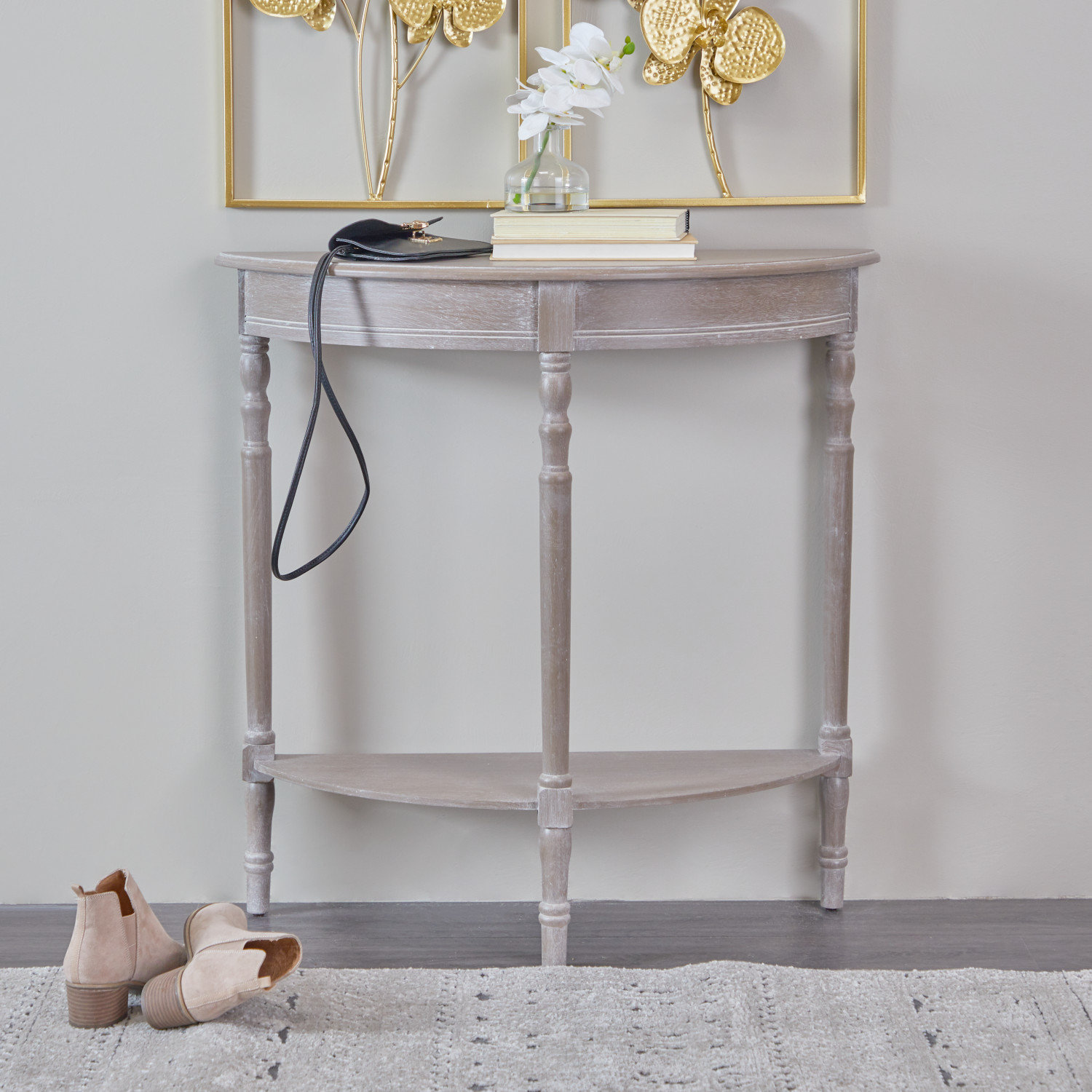 Bliss and Bloom White Half Moon Console Table 
