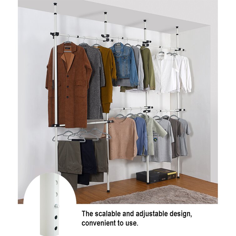Retractable Instant Closet Organization Storage System Clothes Rack With Rod