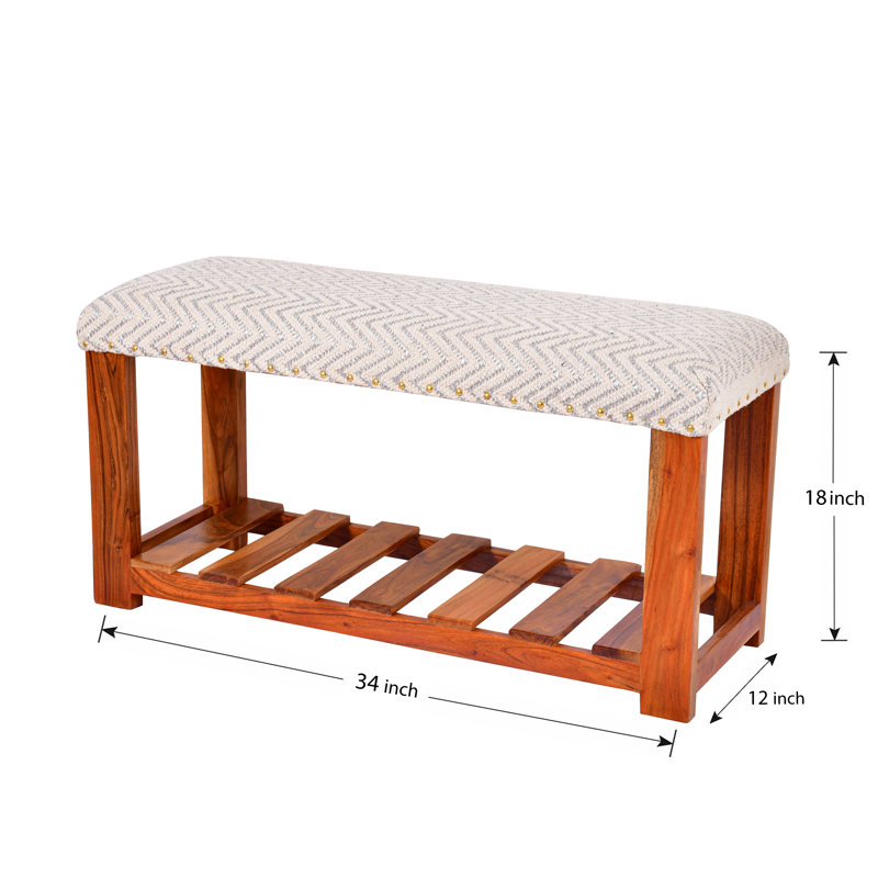 Foundry Select Silver And White Chevron Entryway Storage Accent Bench Wayfair Ca