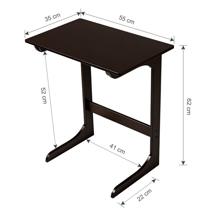 Ebern Designs Bamboo Wood Side Table C Shaped For Snacks Laptop