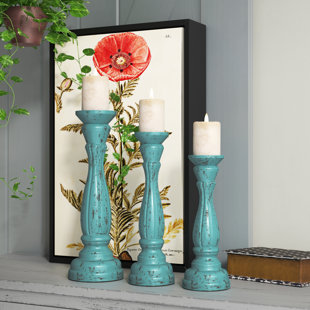 Aqua//Bronze Essential D/écor Entrada Collection Tea Light Holder 5.5 by 9-Inch