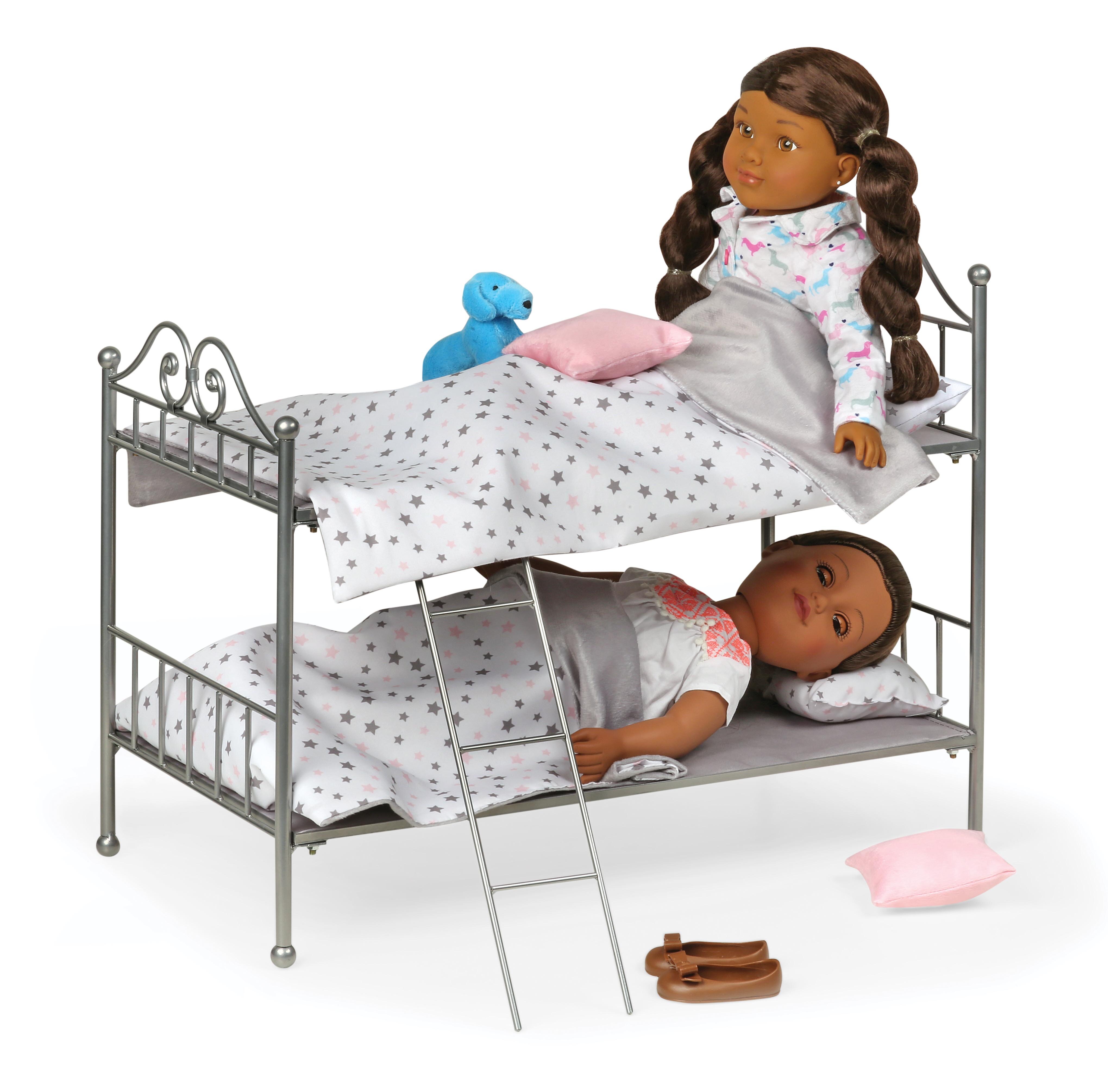 Badger Basket Scrollwork Metal Doll Bunk Bed with Ladder and Bedding ...