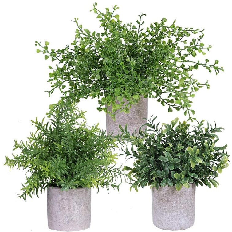 3 Pack Mini Potted Fake Plants Artificial Plastic Faux Eucalyptus Plants  9 