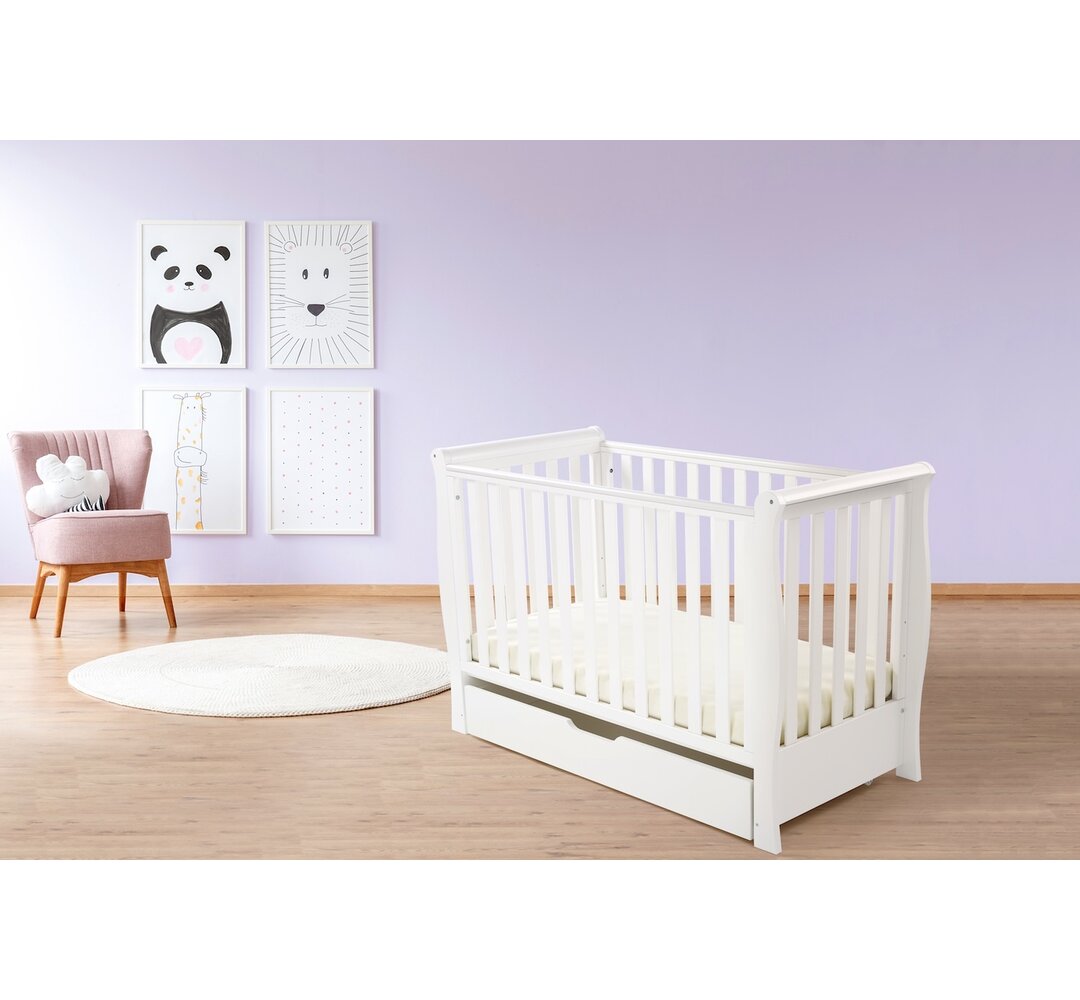 Luna Cot Bed with Mattress brown,white