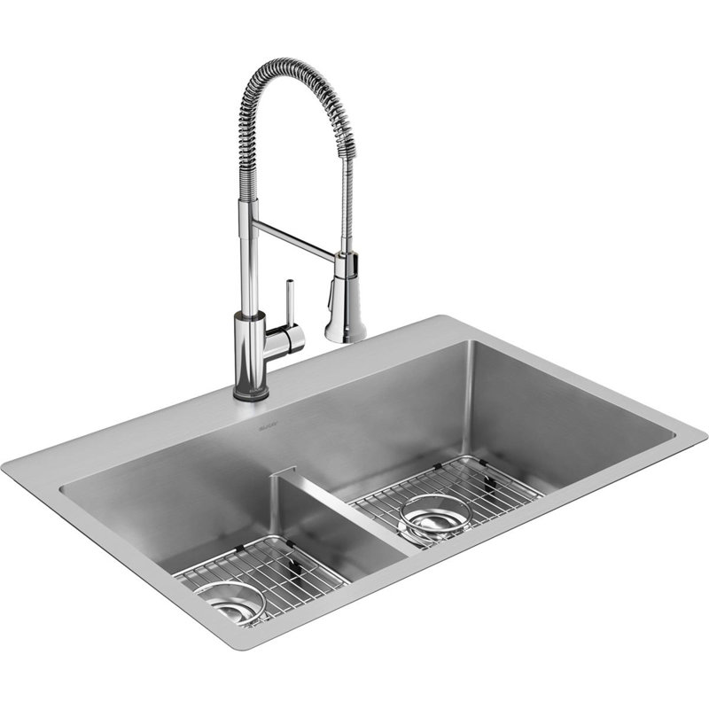Elkay Crosstown Stainless Steel 33 L X 22 W Undermount Kitchen Sink With Faucet Reviews Wayfair