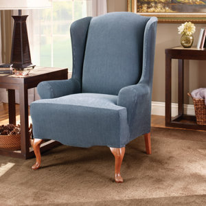 Stretch Stripe T-Cushion Wingback Slipcover
